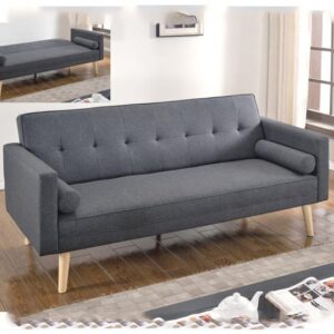 Parlan Linen Fabric Sofa Bed In Dark Grey