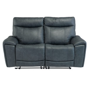 Deland Faux Leather Electric Recliner 2 Seater Sofa In Blue