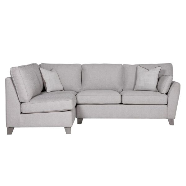 Castro Fabric Left Hand Corner Sofa With Oak Legs In Light Grey