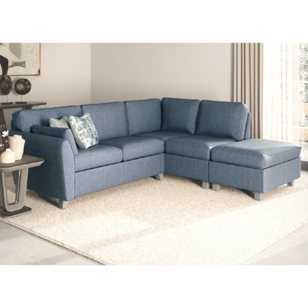 Castro Fabric Right Hand Corner Sofa With Oak Legs In Blue