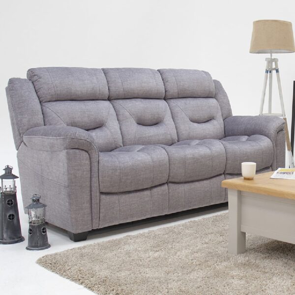 Darley Fabric 3 Seater Recliner Sofa In Grey