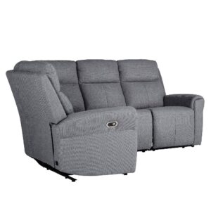 Rochester Fabric Corner Electric Recliner Sofa In Charcoal