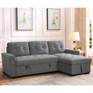 Alcoa Fabric Corner Sofa Bed In Grey