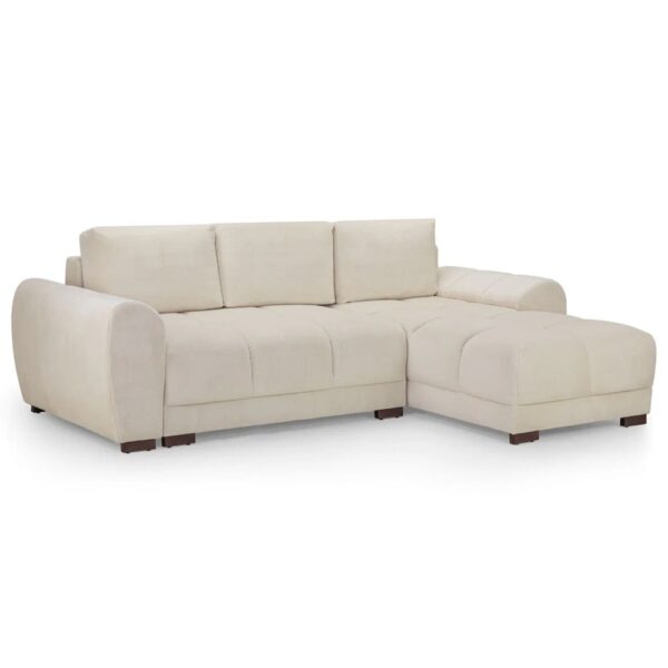 Aztec Plush Velvet Corner Sofa Bed In Cream