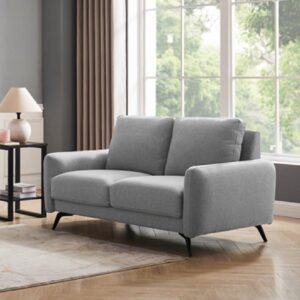 Belfast Fabric 2 Seater Sofa With Black Legs In Grey