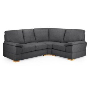 Berla Fabric Corner Sofa Right Hand With Wooden Legs In Slate