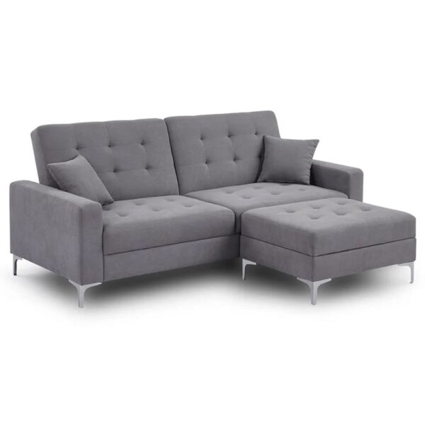 Brooklyn Fabric Universal Corner Sofa Bed In Grey