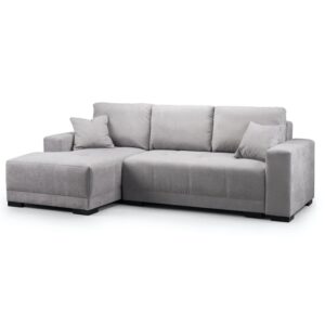 Callison Velvet Left Hand Corner Sofa Bed In Grey