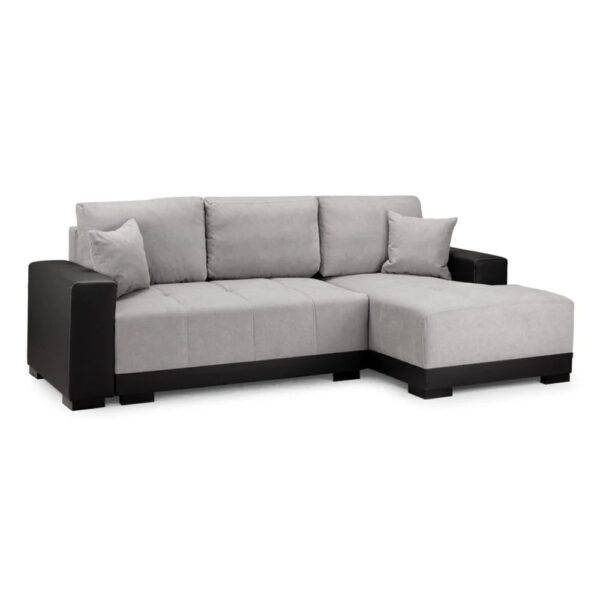 Callison Velvet Right Hand Corner Sofa Bed In Black And Grey