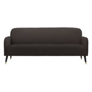 Harare Fabric 3 Seater Sofa Bed With Black Legs In Dark Grey