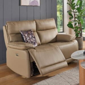 Laramie Leather 2 Seater Recliner Sofa In Latte