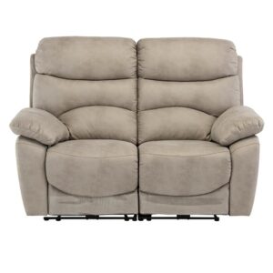 Leo Fabric Electric Recliner 2 Seater Sofa In Natural