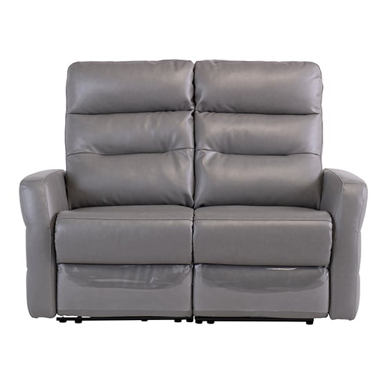 Mila Leather Electric Recliner 2 Seater Sofa In Grey