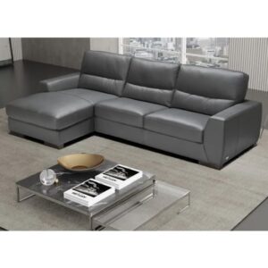 Natick Leather Corner Chaise Sofa Left Handed In Anthracite