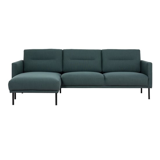 Nexa Fabric Left Handed Corner Sofa With Black Legs In Dark Green