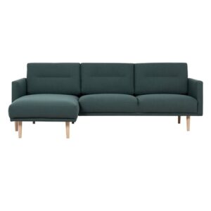 Nexa Fabric Left Handed Corner Sofa With Oak Legs In Dark Green