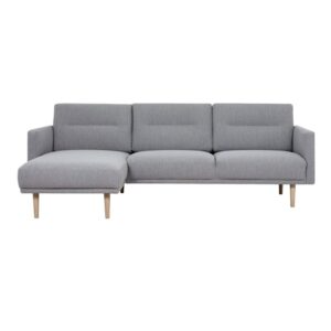 Nexa Fabric Left Handed Corner Sofa With Oak Legs In Grey