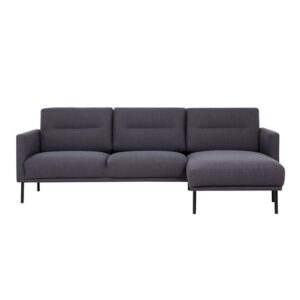 Nexa Fabric Right Handed Corner Sofa With Black Legs In Anthracite