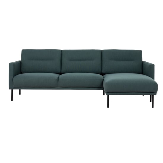 Nexa Fabric Right Handed Corner Sofa With Black Legs In Dark Green