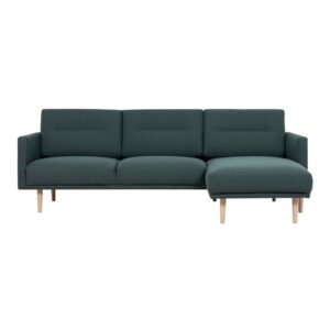 Nexa Fabric Right Handed Corner Sofa With Oak Legs In Dark Green