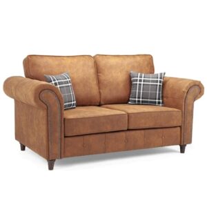 Orton Faux Leather 2 Seater Sofa In Tan