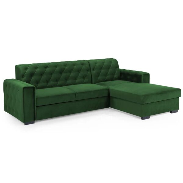 Renton Fabric Right Hand Corner Sofa Bed In Green