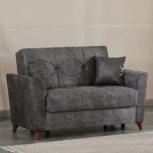 Donnie Leather 2 Seater Sofa Bed In Grey