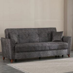 Donnie Leather 3 Seater Sofa Bed In Grey